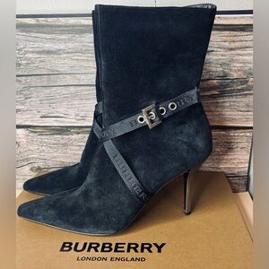 Burberry Black Suede High Heel/ Boots Authentic